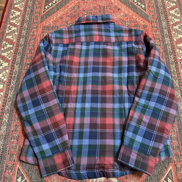 L.L. Bean Fleece Line Plaid Sweater Jacket Collar Purple Cotton Size Medium MP - Picture 5 of 7